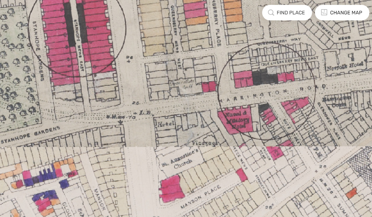 A map of London from 1945 showing World War 2 bomb damage.