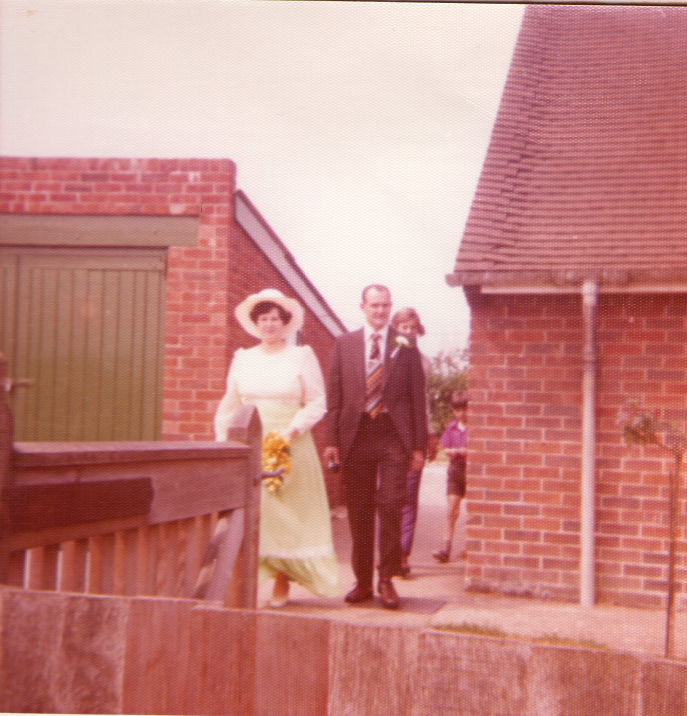 Mum leaving Pound Cottage for her wedding, July 1975